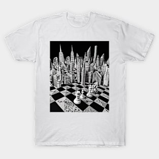 Cityscape Gambit: Skyline Chess Match Tee gift T-Shirt